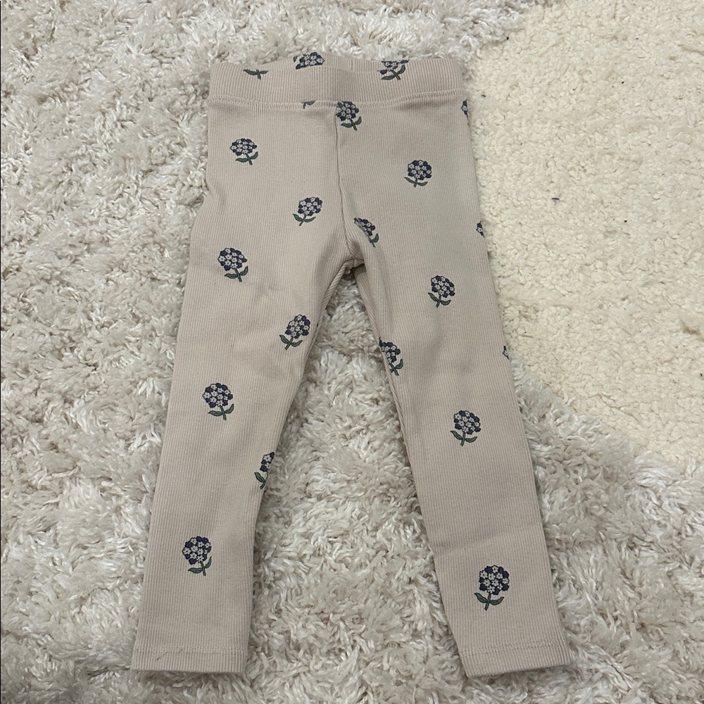 ZARA Floral Patterned Beige Leggings